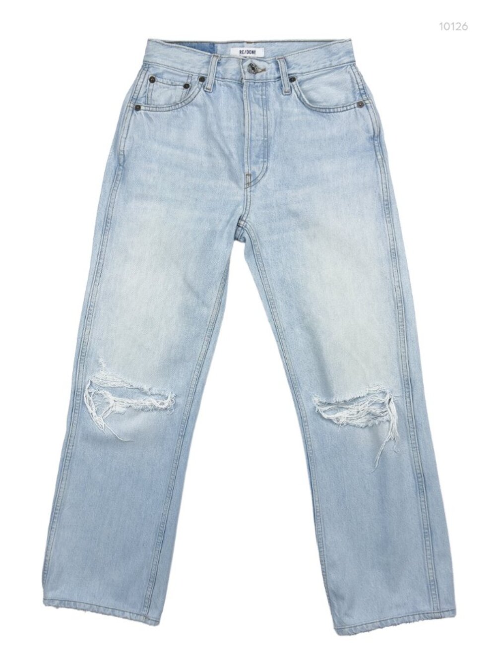 RE/DONE High Rise Loose Straight Jeans 24 Bleach Destroy 188-3WHRL - Picture 13 of 15